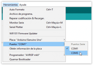 Puerto COM de Arduino correcto