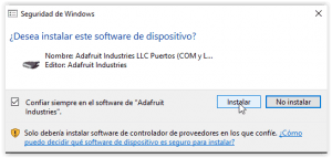 Instalando software de dispositivo de Arduino