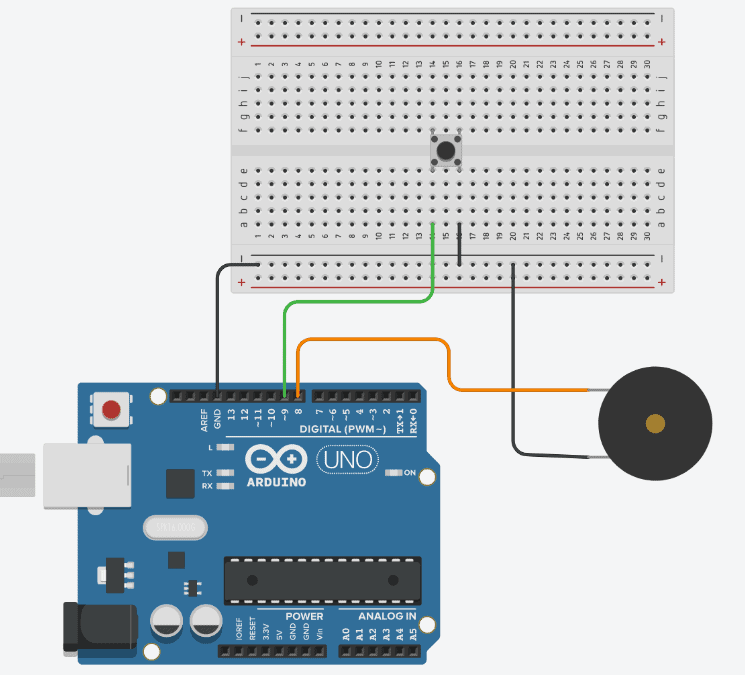 Diagrama de conexión para crear un reproductor de música con Arduino